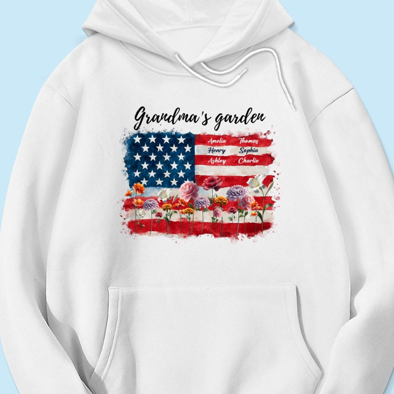 Grandma Garden Nation Flag Floral 4th Of July Personalized Shirt