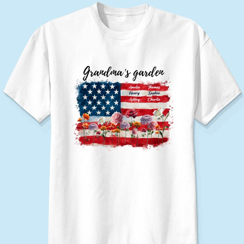 Grandma Garden Nation Flag Floral 4th Of July Personalized Shirt