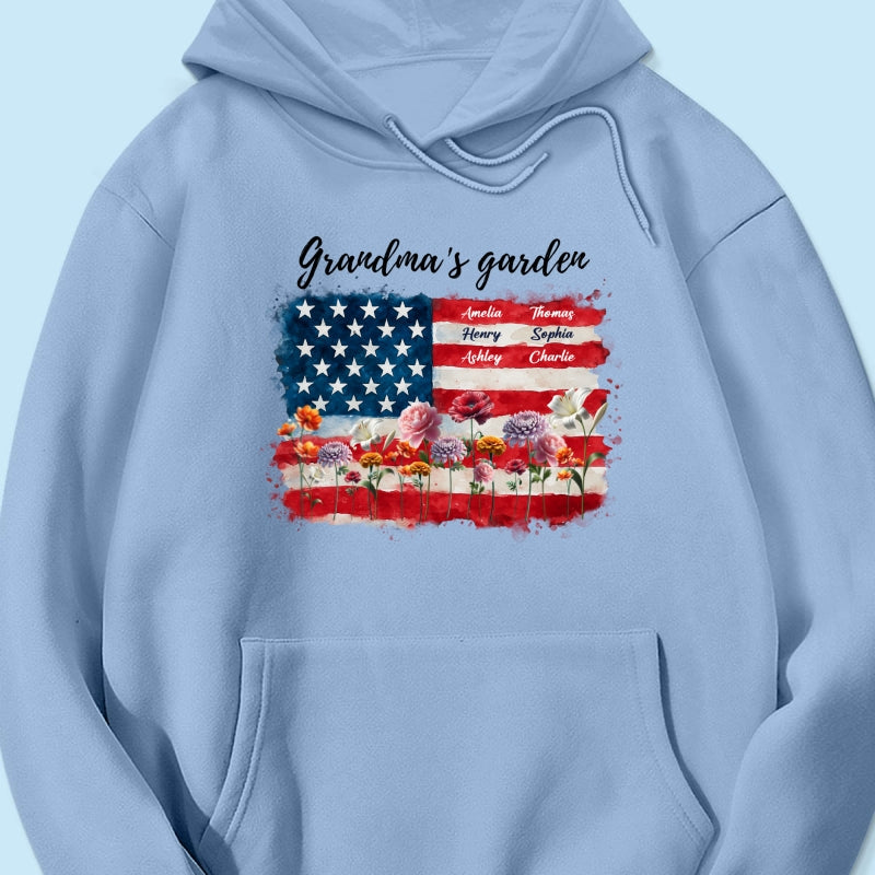Grandma Garden Nation Flag Floral 4th Of July Personalized Shirt