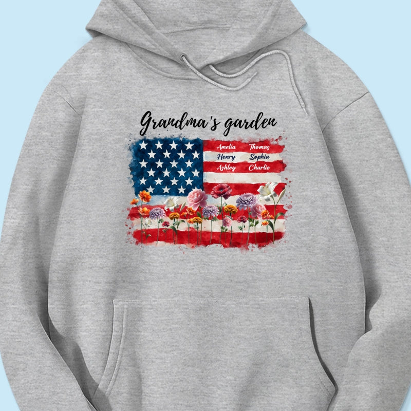 Grandma Garden Nation Flag Floral 4th Of July Personalized Shirt