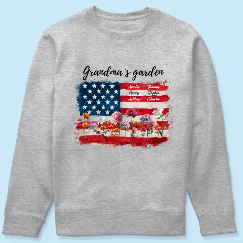 Grandma Garden Nation Flag Floral 4th Of July Personalized Shirt