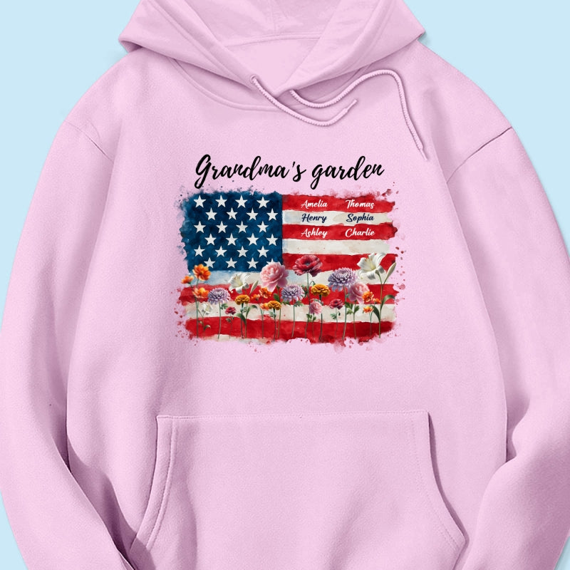 Grandma Garden Nation Flag Floral 4th Of July Personalized Shirt