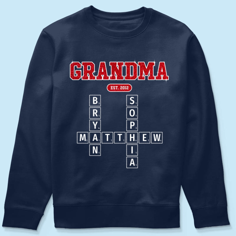 Grandma Est. Pink Crossword Art Puzzle Unique Gift For Grandma Mom Personalized Shirt
