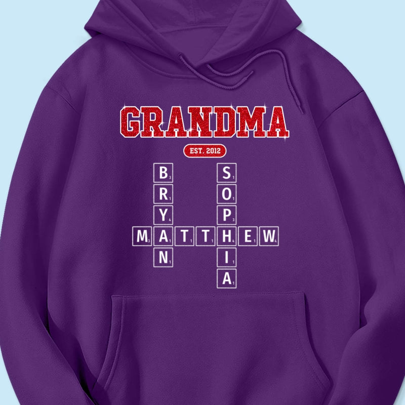 Grandma Est. Pink Crossword Art Puzzle Unique Gift For Grandma Mom Personalized Shirt