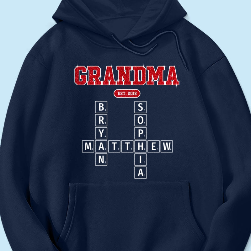 Grandma Est. Pink Crossword Art Puzzle Unique Gift For Grandma Mom Personalized Shirt