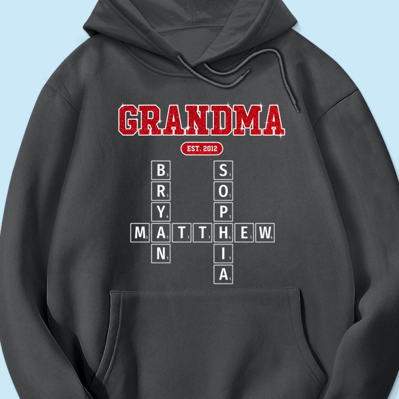 Grandma Est. Pink Crossword Art Puzzle Unique Gift For Grandma Mom Personalized Shirt