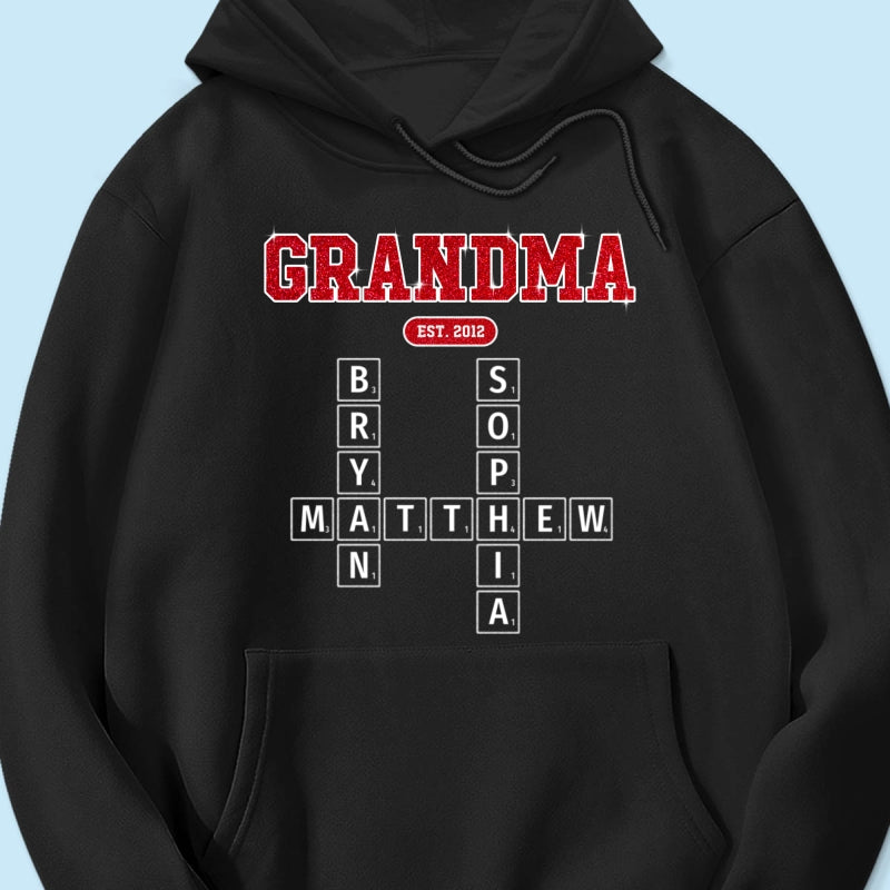 Grandma Est. Pink Crossword Art Puzzle Unique Gift For Grandma Mom Personalized Shirt
