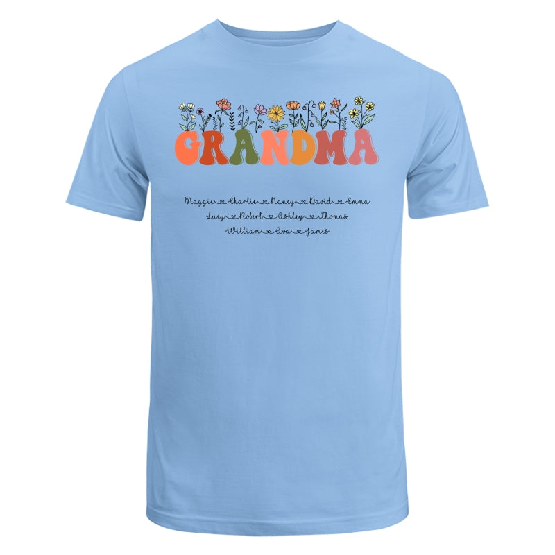 Grandma Floral Summer Vibe Grandkids Name Personalized Shirt