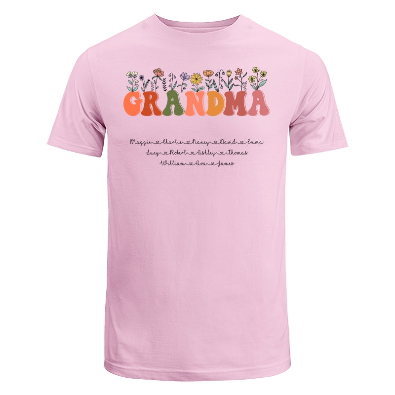 Grandma Floral Summer Vibe Grandkids Name Personalized Shirt
