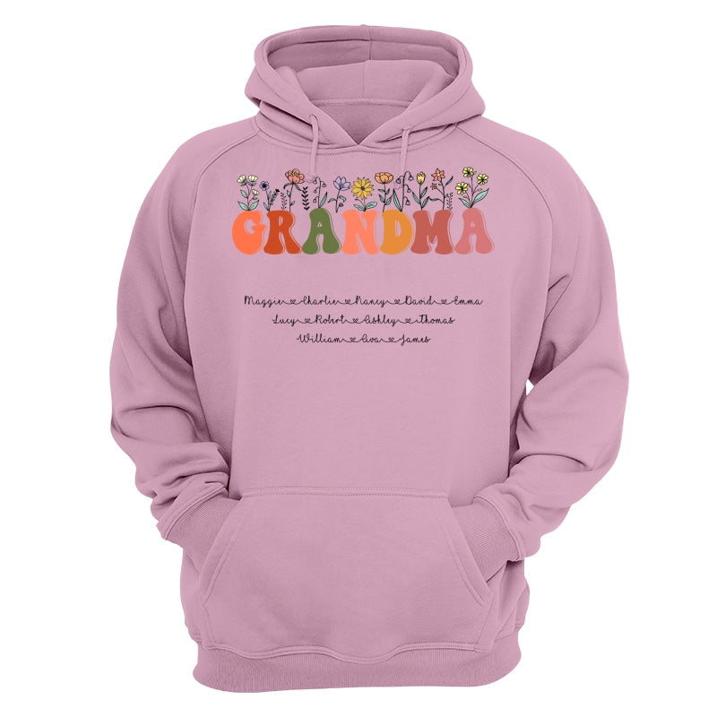 Grandma Floral Summer Vibe Grandkids Name Personalized Shirt