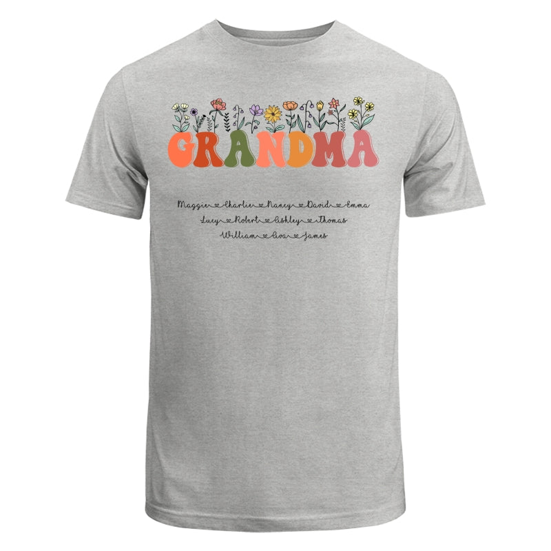Grandma Floral Summer Vibe Grandkids Name Personalized Shirt