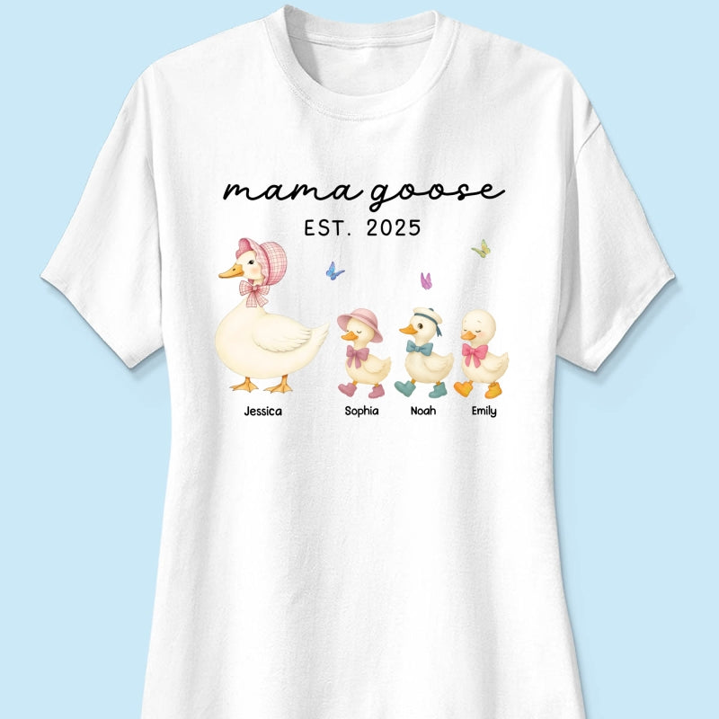 Grandma Goose Mama Goose And Kids Personalized Shirt, Gift