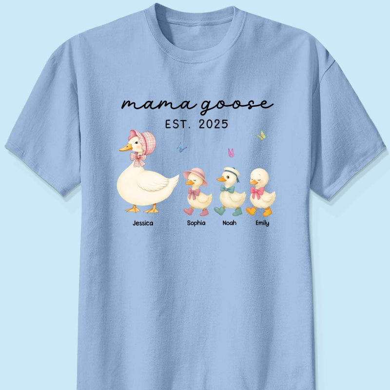 Grandma Goose Mama Goose And Kids Personalized Shirt, Gift