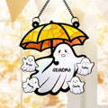 Grandma Funny Ghost with Umbrella Personalized Suncatcher, Halloween Stained Glass Decor