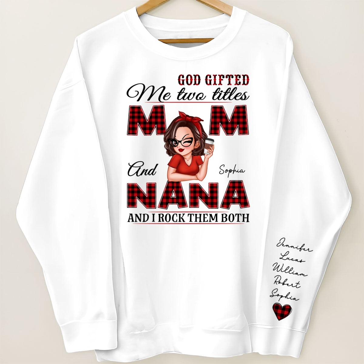 Grandma God Gifted Me Two Titles Personalized Sleeve Printed Sweatshirt
