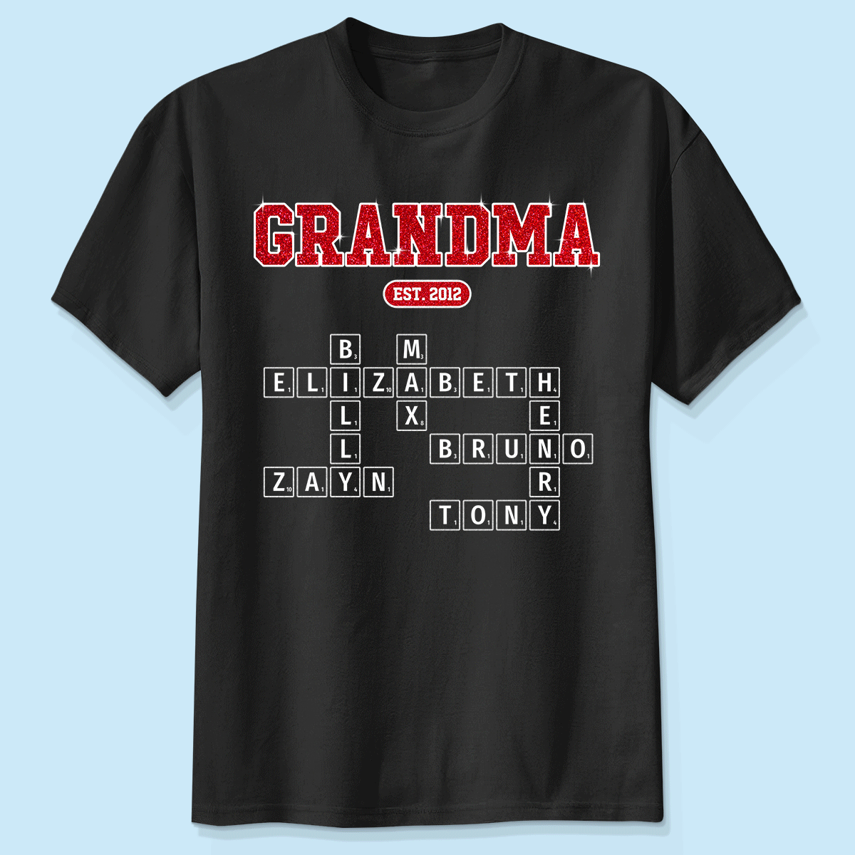 Grandma Est. Pink Crossword Art Puzzle Unique Gift For Grandma Mom Personalized Shirt