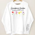Grandma Garden Growing Since Custom Birth Month Flower Shirt for Grandmother, Gift, Personalized Sleeve Printed Sweatshirt
