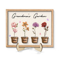 Grandma Garden Vintage Birth Month Flowers Pots Mother¡®s Day Gift Personalized 2-Layer Wooden Plaque