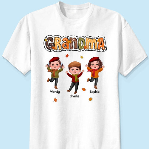 Grandma Fall Season Dalmatian Dot Happy Kids Personalized Shirt
