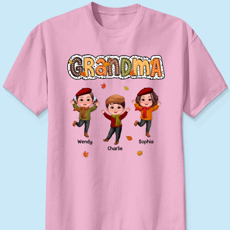 Grandma Fall Season Dalmatian Dot Happy Kids Personalized Shirt