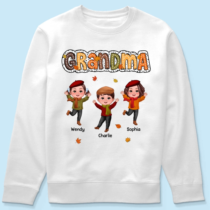 Grandma Fall Season Dalmatian Dot Happy Kids Personalized Shirt